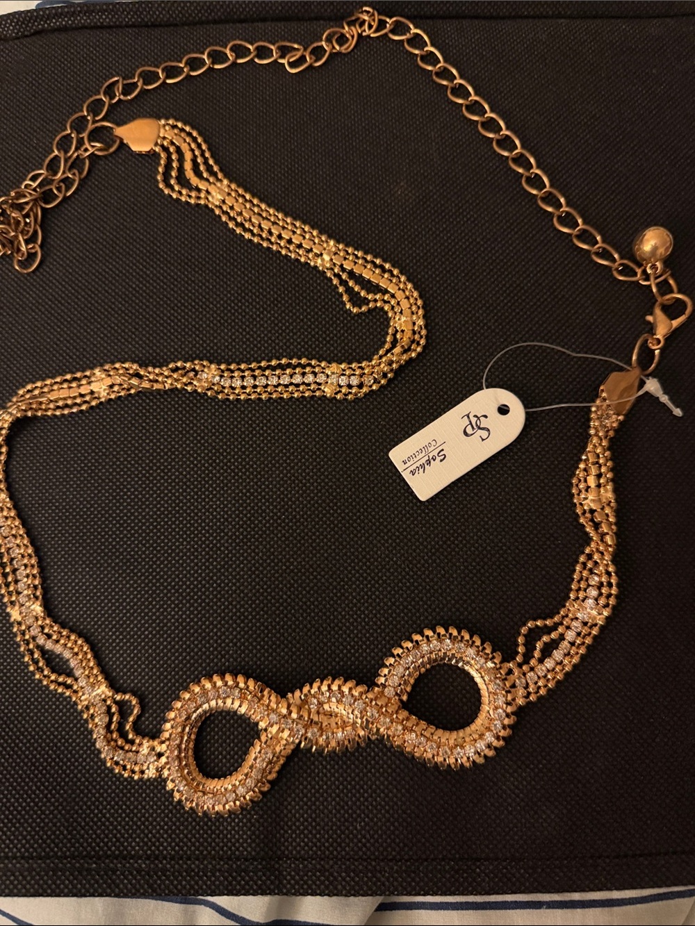 Gold Tone Crystal-Accented Multi-Strand Belt